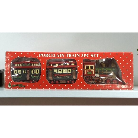Holiday Trim 3pc. Porcelain Train Set - Picture 1 of 16